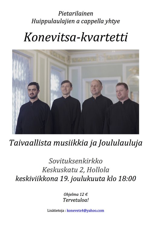 Taivaallista musiikkia ja joululauluja, Konevitsa-kvartetin konsertti Taivaallista musiikkia ja joululauluja, Konevitsa-kvartetin konsertti
