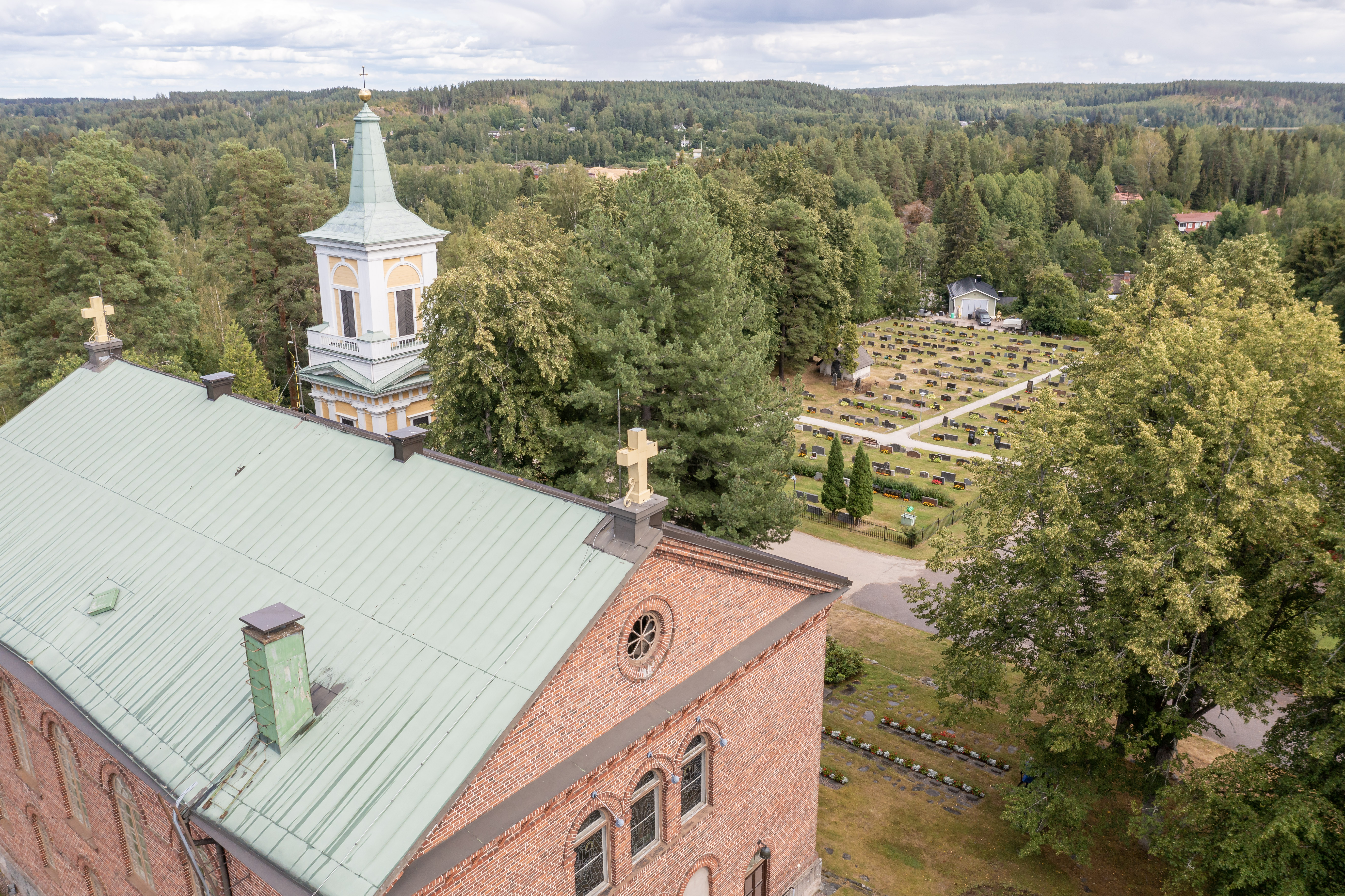 Ilmakuva Hämeenkosken kirkon alueesta