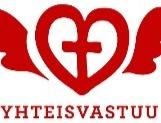 Yhteisvastuukeräyksen logo, risti sydämen sisällä, jolla on siivet