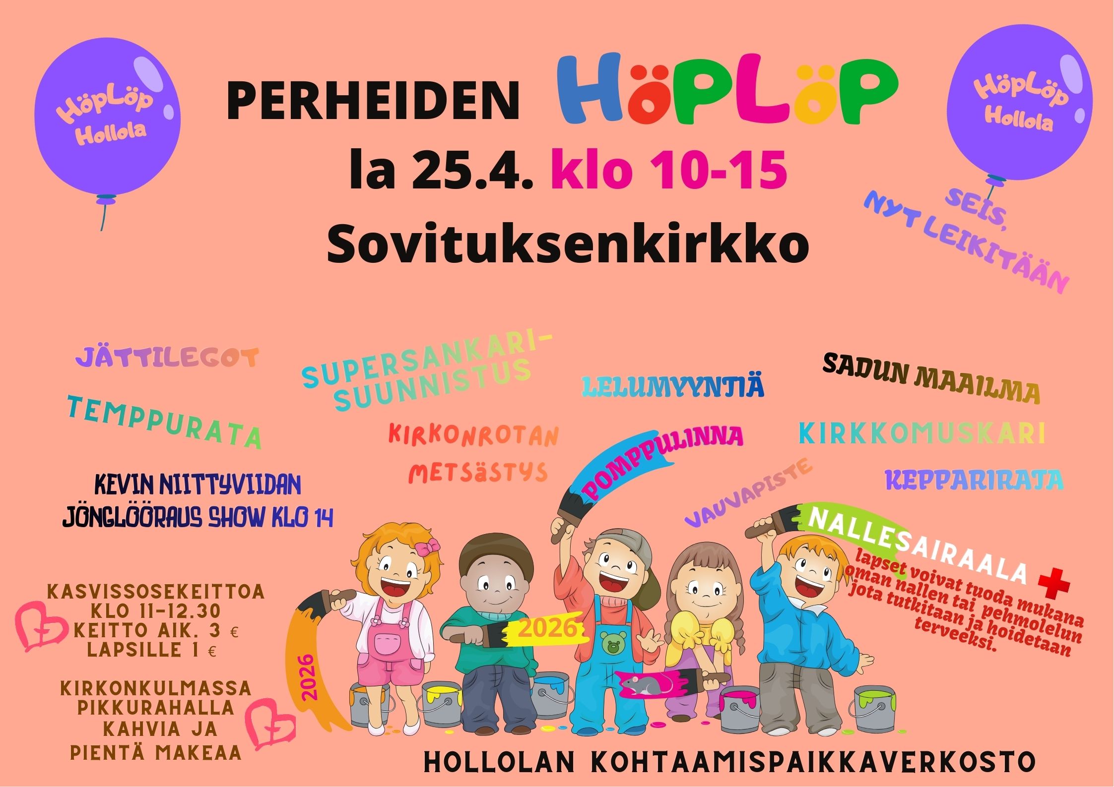 la 25.4. klo 10-15 Sovituksenkirkolla
