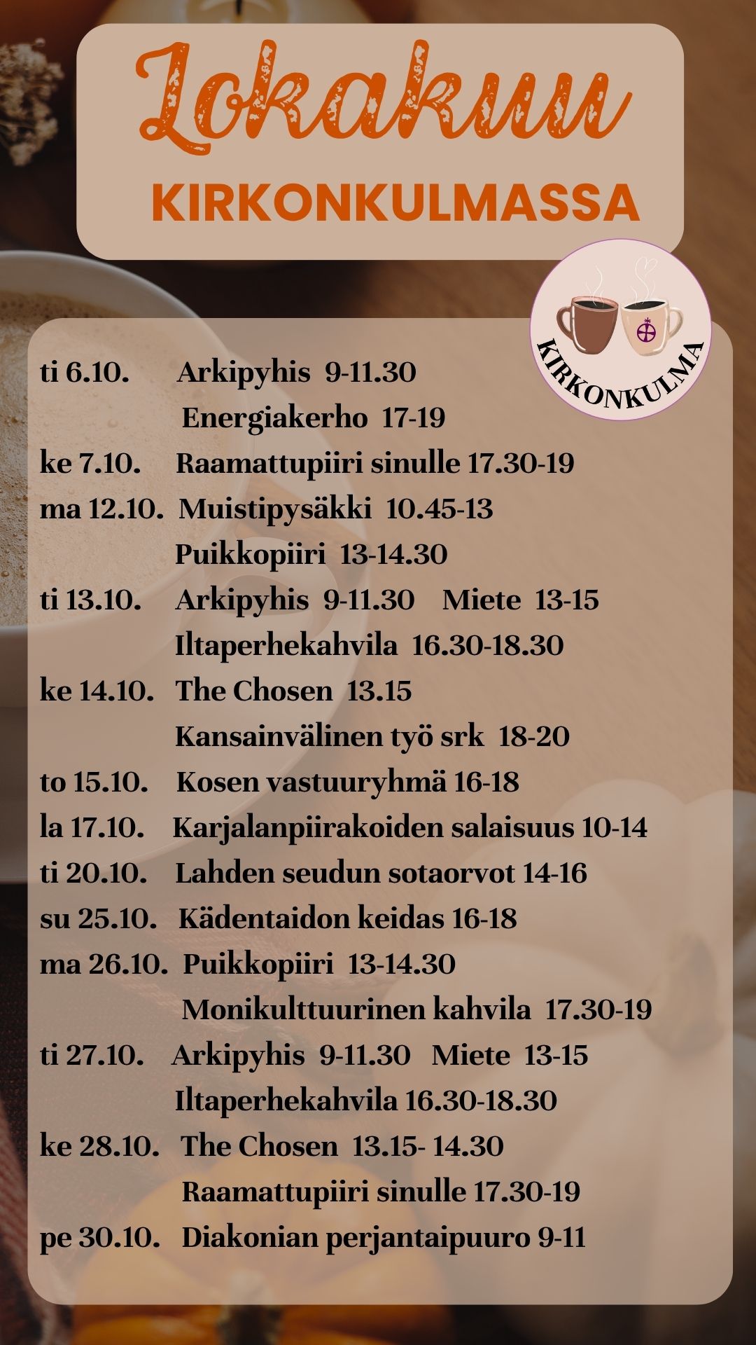 Lokakuun kalenteri lokakuulle