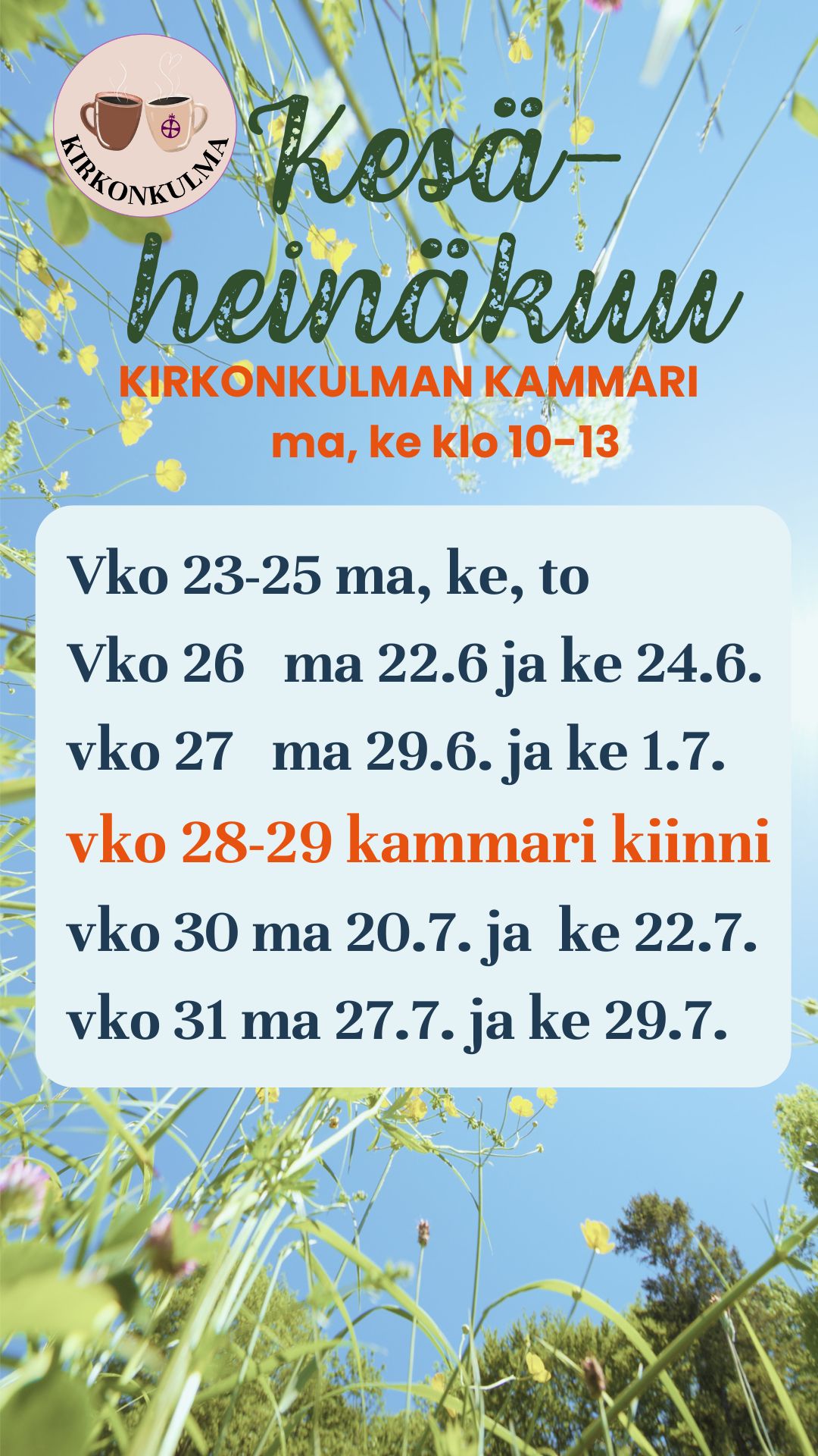 Kesän aikataulut